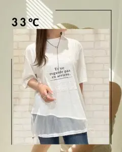 33℃ サーティスリーディグリー　レースパッチドライタッチプルオーバー　Tシャツ — image 1