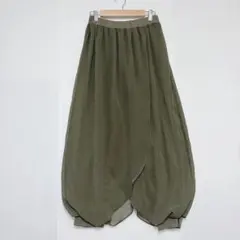 ラグナムーン リラックスボリュームヘムパンツ カーキ S ウエストゴム 無地 — image 1