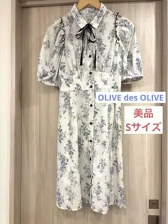 【美品 Ｓ】OLIVE des OLIVE ワンピース 花柄 パフスリーブ — image 1