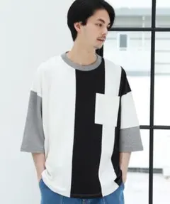 ストライプ切り替えTシャツ　niko and — image 1
