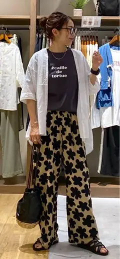 ニコアンド　プレミアムローン6分袖シャツ — image 1