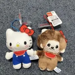 モンチッチ×ハローキティ おそろいアクリルチャーム付きマスコット ぬいぐるみ — image 1