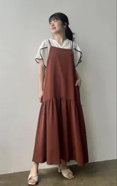 COHINA コヒナ とろみバックギャザーキャミワンピース — image 1