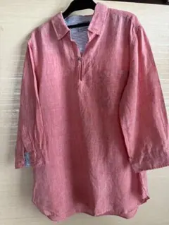 LINEN FABRIC 七分袖シャツ ピンク — image 1