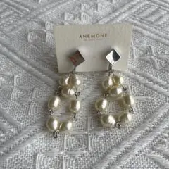 【新品未使用】ANEMONE イヤリング ガラスパール シルバーカラー — image 1