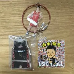 大阪エヴェッサ　青木保憲　ワイヤーキーホルダー　ユニフォーム　勝利時ステッカー — image 1