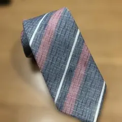 CARO ストライプ ネクタイ グレー ピンク — image 1