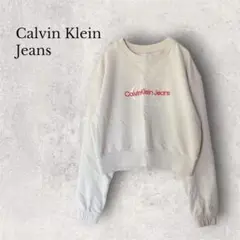 カルバンクラインジーンズ ショート丈 スウェット トレーナー ロゴ刺繍 XS — image 1