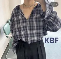 KBF シアーチェックフーディーシャツ — image 1