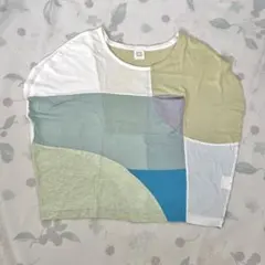 マルチカラーTシャツ（パッチワーク風）フリーサイズ — image 1