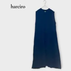ハレイロ ノースリーブ シャツワンピース ロング レーヨン100 L ネイビー — image 1