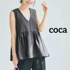 coca ヘリンボーンストライプジップベスト M — image 1