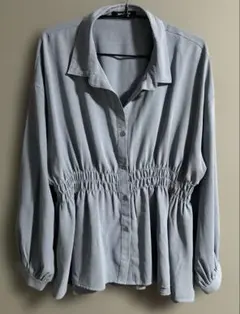 non-hedge 長袖 シャツ ペプラム ブルー — image 1