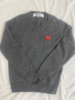 PLAY COMME des GARÇONS グレー Vネックウールセーター M — image 1