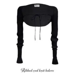 amood Ribbed cool knit bolero ブラック 長袖 — image 1
