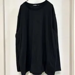 トレンディクイーン Tシャツ クルーネック 長袖 無地 M 黒 ビッグサイズ — image 1