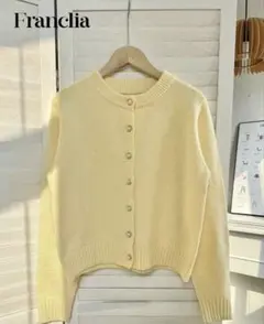 Franclia 長袖 クルーネック カーディガン イエロー — image 1