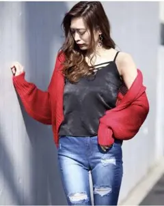 【お値下げ可能‼️】 Delyle noir ニットボレロ レッド — image 1