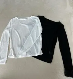 リブ編み長袖Tシャツ2点セット　シアー素材　Mサイズ — image 1
