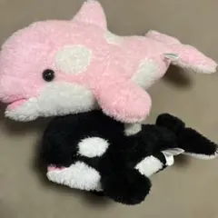 シャチ ぬいぐるみ 鴨川シーワールド　くじ　ピンク　ブラック　2点 — image 1