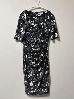 美品インポートボタニカルジャージーワンピース — image 1