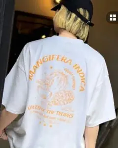 新品未使用　JAVA トロピカルフルーツ柄Tシャツ マンゴーホワイト M — image 1