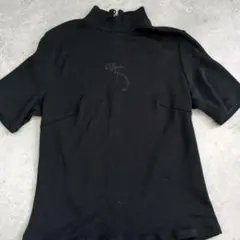 VICEVERSE 黒のストーン装飾半袖トップス — image 1