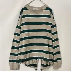 le colisルコリ ボーダープルオーバー ベージュ 緑 — image 1