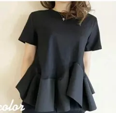 nico lily ペプラム 半袖 Tシャツ ブラック — image 1