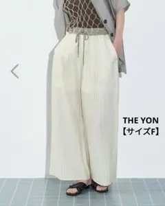 THE YON リネンストライプダブルウエストイージーパンツ　サイズF — image 1