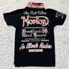 Norton 刺繍ロゴ Tシャツ ブラック 花柄 S — image 1