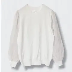 FRAY I.D ブライトクレープスリーブニット　アイボリー カットソー　透け感 — image 1
