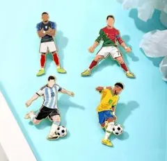 W杯　ピンバッジ4個セット メッシ　 クリロナ ムバッペ　エムバペ ネイマール — image 1