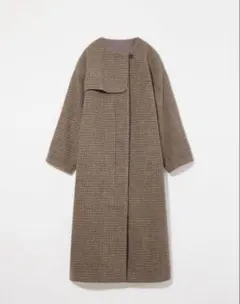 新品 Eaphi no collar wool check coat — image 1