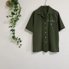 ［BA-TSU×LAFA］半袖シャツ（F）オリーブグリーン　ボタン — image 1