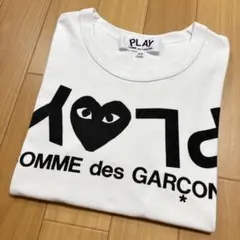 PLAY コムデギャルソン Tシャツ ホワイト 白 ハート XS 半袖 黒ハート — image 1