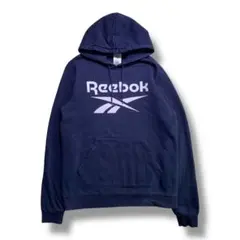 F1384　【即購入OK】　Reebok　ビッグロゴパーカー　サイズM　ネイビー — image 1