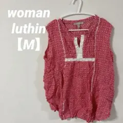 美品✨️【M】woman luthin 赤いノースリーブシャツ ピンク ホワイト — image 1