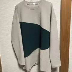 CHIP CLIP 長袖ニット L グレー/ダークグリーン — image 1