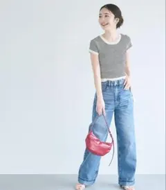coca ボーダーコンパクトニットトップス — image 1