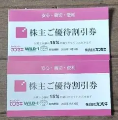 カンセキ 株主ご優待割引券 15%OFF 2枚 — image 1