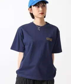 FFEIN ワンポイント刺繍 ショート丈Tシャツ ネイビー Mサイズ — image 1