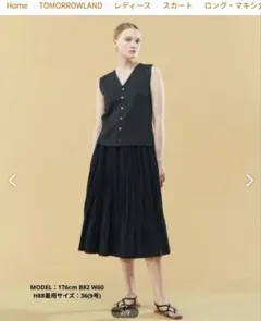 ギャルリーヴィー　コットンリネンポプリンプリーツスカート　ウエスト総ゴム — image 1