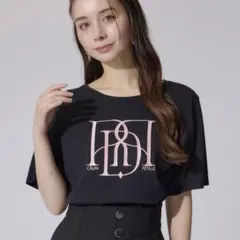 rienda ロゴプリント 半袖Tシャツ ブラック — image 1