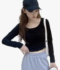 Tシャツ ショート丈 ブラック — image 1