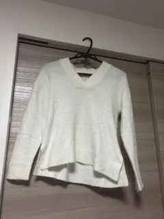 chocol raffine robe 長袖 Vネック ニット ホワイト — image 1