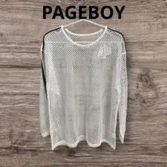 たんぬ 様専用PAGEBOY ラインメッシュプルオーバー 白 F オーバーサイズ — image 1