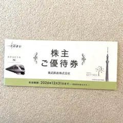 東武鉄道 株主ご優待券 2026年12月31日まで — image 1