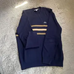 LACOSTE ネイビー ストライプ セーター — image 1