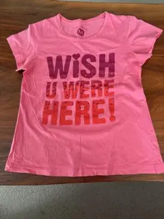 WISH U WERE HERE プリント 半袖Tシャツ ピンク Mサイズ — image 1